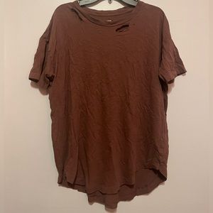 Aerie XS distressed t-shirt, brown